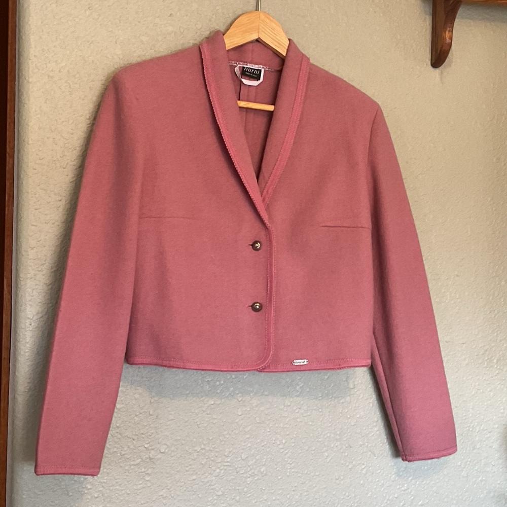 Herni Vintage 1960s Wool Pink Cropped Blazer Petite Small